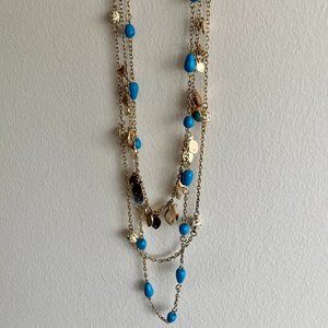 Lilly Pulitzer 16" Turquoise and Gold Fish Necklace